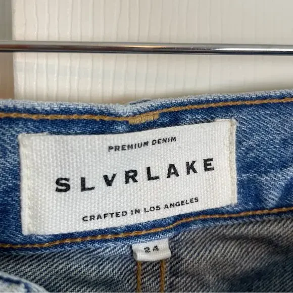 SLVRLAKE Sophie Straight Jeans All or Nothing Wash Mid Rise 100% Cotton Sz 24